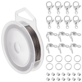 BENECREAT Approximately 328.4 ft (100 m) / Roll Stainless Steel Wire Bead Jewelry Making Kit, Thickness Approx. 0.01 inch (0.3 mm), Stainless Steel Wire, Craft Wire, Bead Wire, Accessory Making Wire