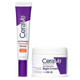 CeraVe Vitamin C Serum and Night Cream Skin Care Set | Brightening Serum with 10% Pure Vitamin C and Night Moisturizer with Peptides| Hyaluronic Acid and Ceramides | 1oz Serum + 1.7oz Moisturizer