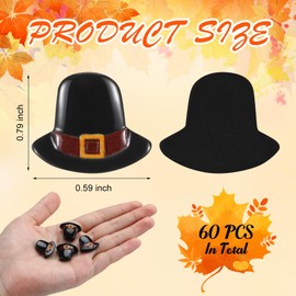 Cinnvoice 60 Pcs Thanksgiving Mini Pilgrim Hat Miniature Decor Flatback Resin for Crafts Fall Bowl Filler Autumn Tablescape Centerpiece for DIY Craft Embellishment Hairpin Table Decoration