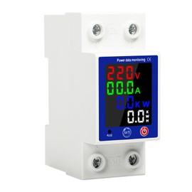 Jadeshay Smart Meter Electricity Meter DIN Rail 2P 63A Smart Circuit Breaker with Coloured Digital Display, Over-Under Voltage Protection/Overcurrent Protection/Leakage Protection