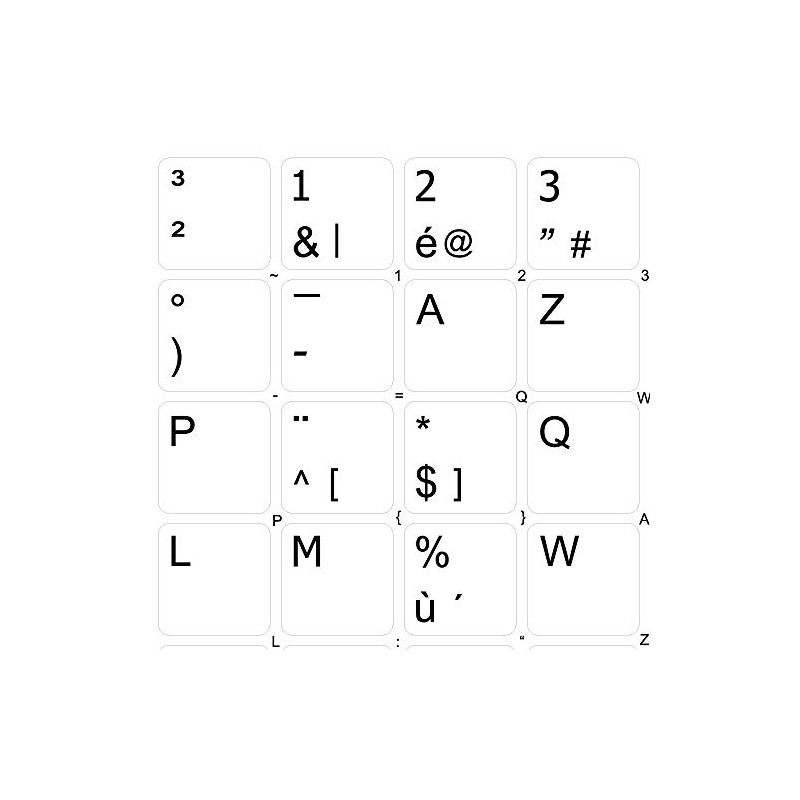 4Keyboard French AZERTY Keyboard Decals White Background (14x14) for Desktop,