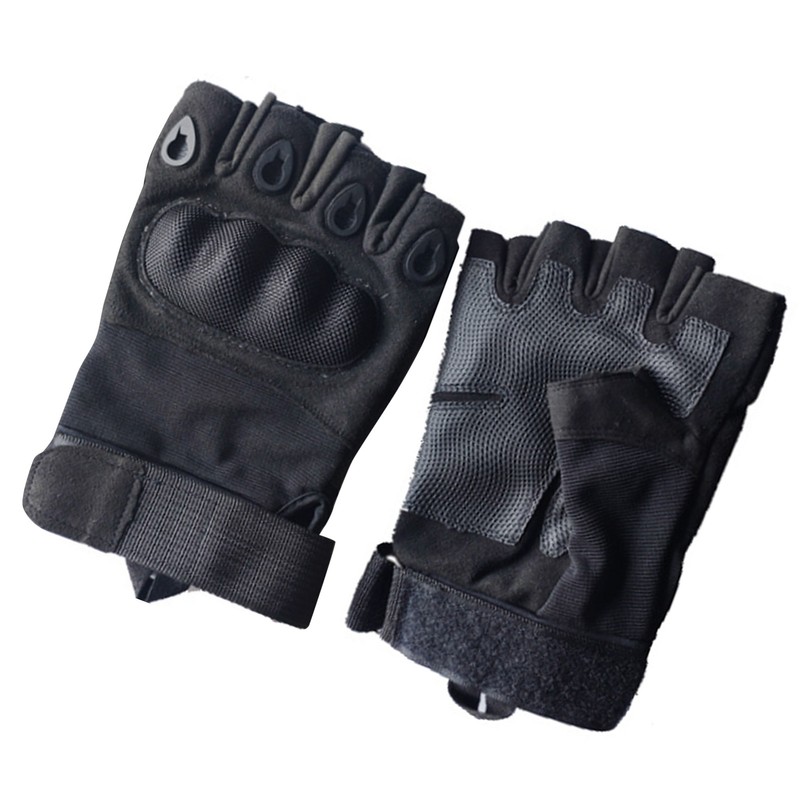 2PCS Half Finger Hard Knuckle Gloves Breathable Wear Resistant Combat