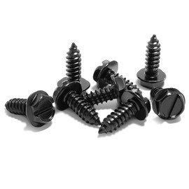 Black License Plate Screws, 8 PCS Stainless Steel Fasteners for License Plates and License Plate Frames or Covers, Rust Proof, Weather Proof, Self Tapping Mounting Bolts
