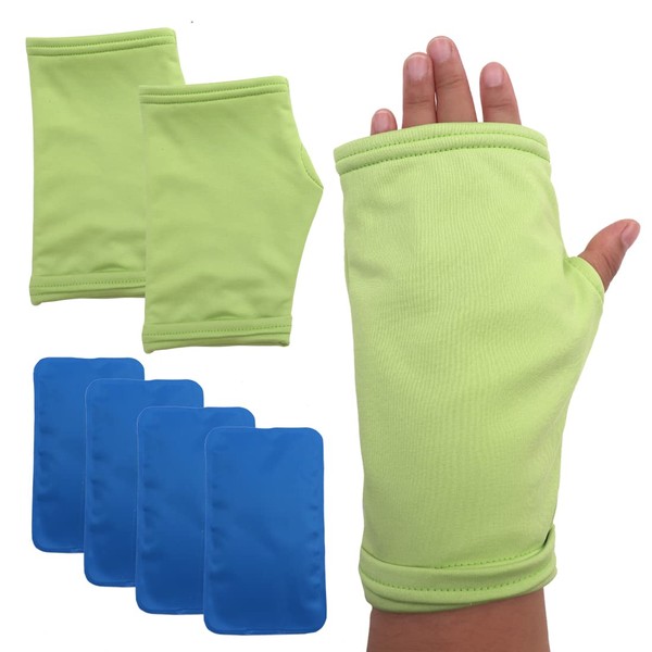 Hot and Cold Hand Therapy Gloves, Hand Ice Pack, Ice and Heat Therapy Pain Relieving Mittens | Microwavable and Freezable, Arthritis, Finger and Hand Injuries, and Carpal Tunnel Small, Medium (Green)