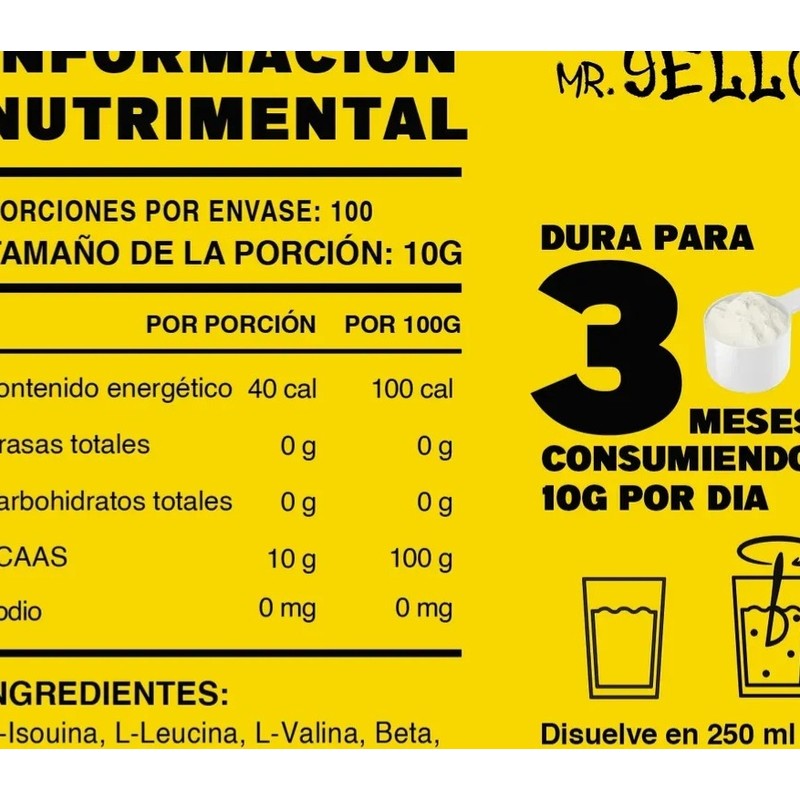 Aminoácidos 1kg En Polvo Mr. Yellow 100servicios Varios Sabo