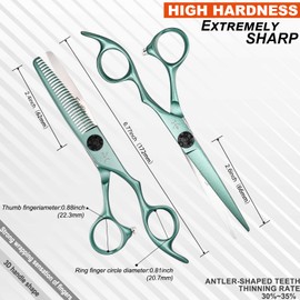 High-end Professional Extremely Very Sharp Barber Hair Cutting Scissors Hairdresser Shears For Hair 6 Inch Haircut Scissor Made Of Stainless Steel Alloy For Hairdressing Salon and Home Use (Green)