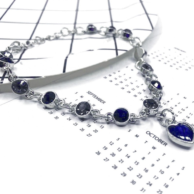 Gifts for Girlfriend Blue Rhinestone Bracelet Heart Bracelet for Women