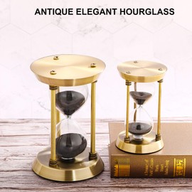 SuLiao 2 Minute Sand Timer Hourglass, Antique Metal Black Sand Clock, Antiguo Reloj De Arena 2 Minuto, Brass Sand Watch 2 Min, Small Unique Hour Glass Sandglass for Toothbrush, Office, Desk Decorative