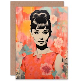 Artery8 Audrey Smiling Floral for Wife Her Mum Sister Daughter Mom Gran Nan Birthday Thank You Congratulations Blank Art Greeting Card