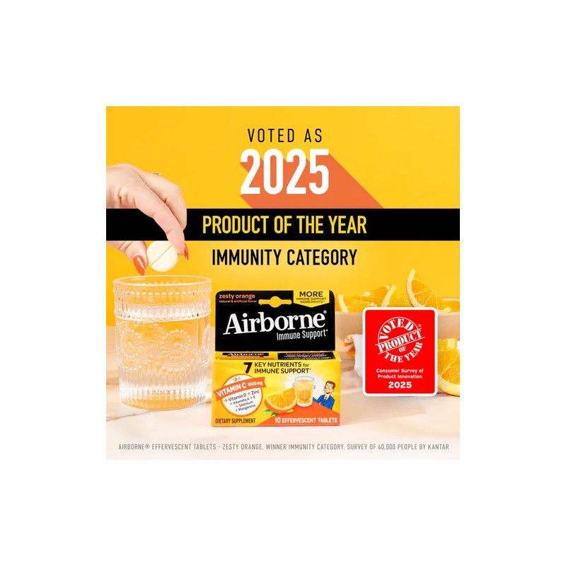Airborne Vitamina C 1000mg Con Zinc Y Vitamina D 30