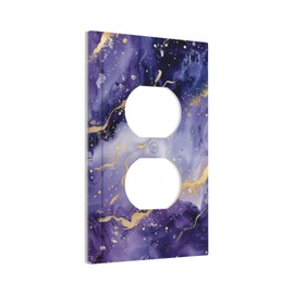 WUYOCHA Decorative Outlet Covers Modernity Abstract Purple Golden Marble 1 Gang Wall Plate Receptacle Duplex Light Switch Cover Plate Single Dual Plug Covers Electrical Switchplate Faceplate