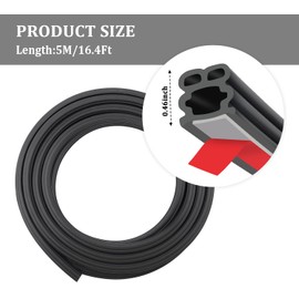 16.4Ft Car Door Seal,Thickened Rubber Automotive Weather Stripping for Hoods,Trunks,Windows,Universal Soundproof Car Weather Stripping Car Accessories for Most Car,Truck,SUV (16.4Ft)