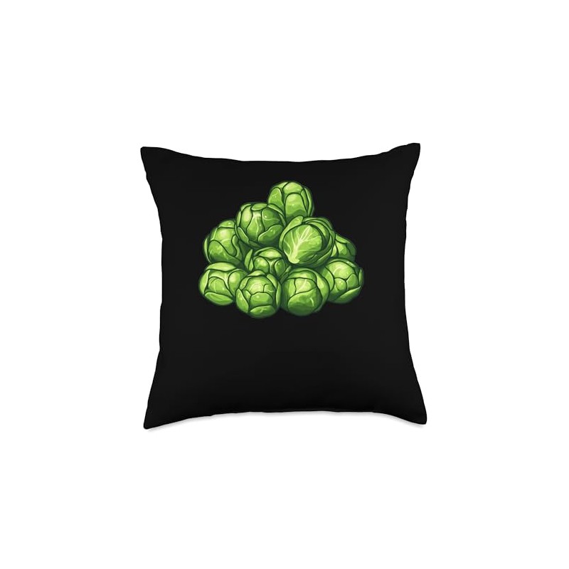 Brussels Sprouts Cartoon Throw Pillow
