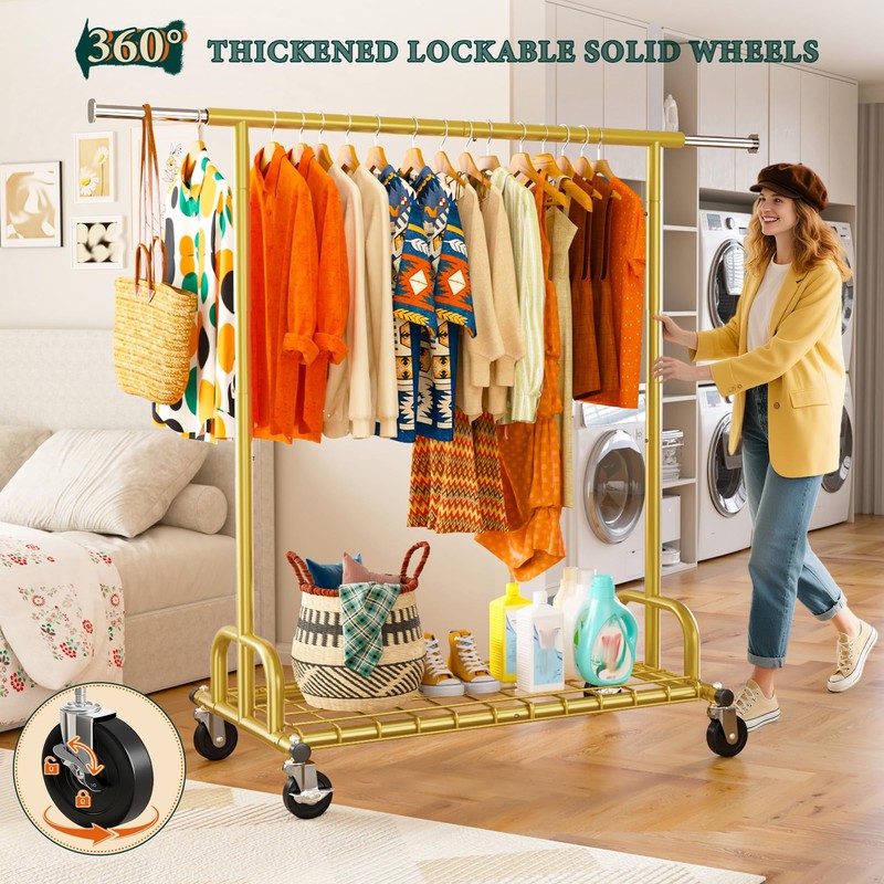 Raybee Heavy Duty Clothes Rack, Gold Clothing Racks for Hanging
