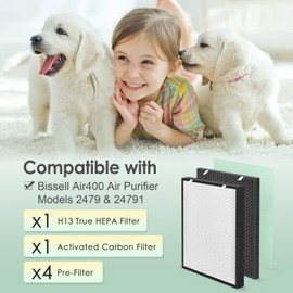HSIAMEN Air400 Filter Compatible with Bissell Air400 Air Purifier, H13 True HEPA Filter, Carbon Filter & 4 Pre-Filters, Compared to Part 2520 2521