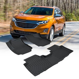 LNZMPART All Weather 3D Floor Mats for 2018-2022 Chevy Equinox, Liners Fit for 2018-2023 GMC Terrain/Terrain Denali Rugs Full Set TPE Rubber Car Mats Durable Carpets Waterproof 1st 2nd Rows, Black