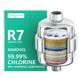 R7 Shower Filter High Put Shower Water Filter for Hard Water 99.99% Remove Chlorine, Heavy Metals, Shower Water Softener, Improve your skin and hair, Bathroom Fixture Hardware Parts, Chrome