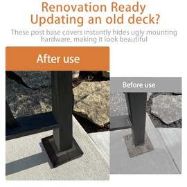 2 Pack 2X2IN Aluminum Split Deck Post Base Cover, Solid Fence Trim Skirt, Post Foot Protection Replacement for Porch Stairs Outdoor Decor Railing (4.7x4.7IN Outer Size) Matte Black