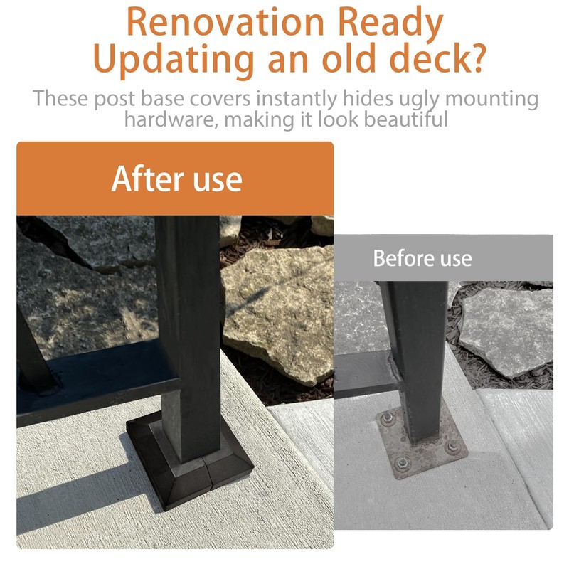2 Pack 2X2IN Aluminum Split Deck Post Base Cover, Solid
