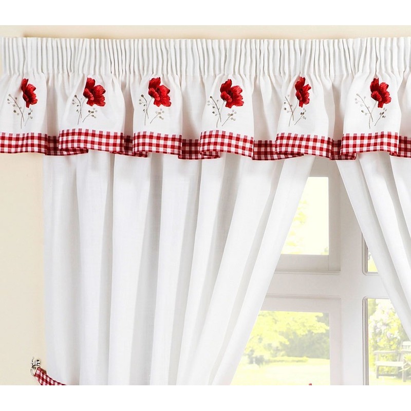 HomeSpace Direct Poppies Pencil Pleat Kitchen Pelmet 136 x 10