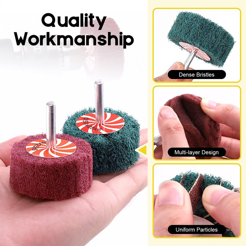Mardatt 10Pcs Non Woven Abrasive Buffing Pads Wheels Drill Attachment