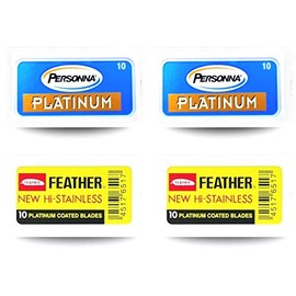 The Shave Factory Premium Shaving Set - 20 Feather Double Edge Razor Blades and 20 Personna Double Edge Razor Blades