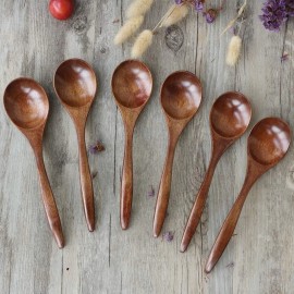 ADLORYEA Wood Spoon for Eating, ADLORYEA 6-Piece Wooden Spoons 9.8"L x 5.6"W Handmade