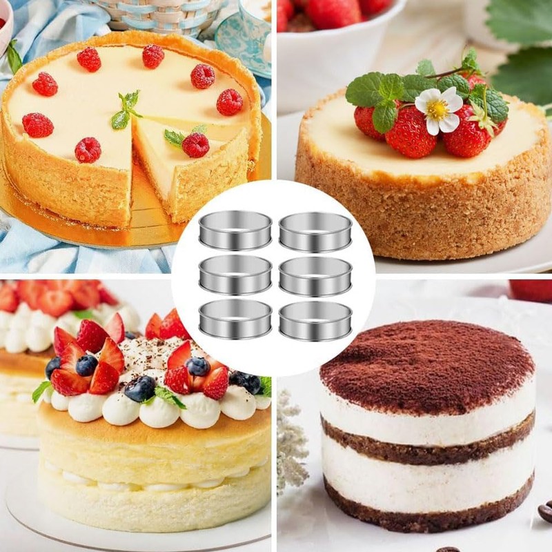 6 Pcs Stainless Steel Baking Rings – 8.5cm Round Crumpet