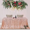 3E Home Rose Gold Sequin Tablecloth Rectangle Sequin Table Cover
