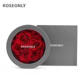 roseonly. Eternal Rose in Round Box, Real Rose Box, Preserved Roses, Infinity Red Rose, Gifts for Women, Girlfriend for Birthday, Valentine's Day, Christmas, Mother's Day, Anniversary