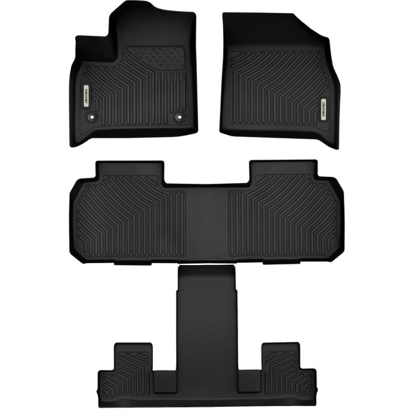 OEDRO Floor Mats Compatible with 2018-2023 Chevrolet Traverse with 2nd Row Bucket Seats, Unique Black TPE All-Weather Guard, Includes 1st, 2nd and 3nd Row Full Set Liners