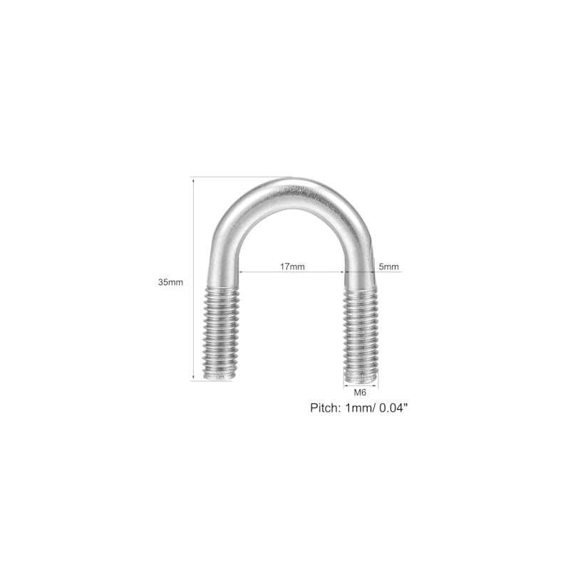 sourcing map Pack of 5 U-bolt M6 304 stainless steel