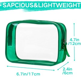 TSA Toiletry Bag, VASCHY 4 Pack Clear Makeup Bag, Water Resistant Transparent Cosmetic Bag, Airline Carry on Travel Bag Wash Bag for Men and Women, Green