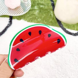 Fruit Print Hair Claws Non Slip 3" Medium Hair Claws Clips Cute Vivid Color Women Girls Hair Accessories, Watermelon Shape