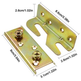 Wmzjnljy 4pcs Bed Brackets Corner Heavy Duty Non-Mortise Bed Hinges Fixing Corners Hardware Frame Bracket Fittings Fastener(Z53-1)
