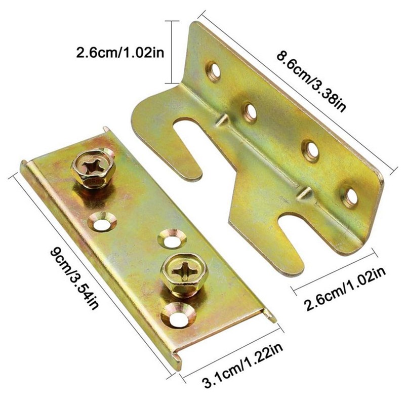 Wmzjnljy 4pcs Bed Brackets Corner Heavy Duty Non-Mortise Bed Hinges