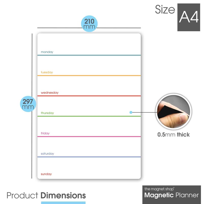 TMS A4 Magnetic Weekly Planner for Fridge, Whiteboard Planner Fridge