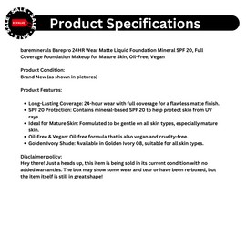 bareMinerals BarePro Performance Wear Liquid Foundation 30ml/1OZ Golden Ivory 08