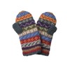 Pachamama Women Wool Mittens Fleece Lined Handknitted Fairisle Green Multicoloured