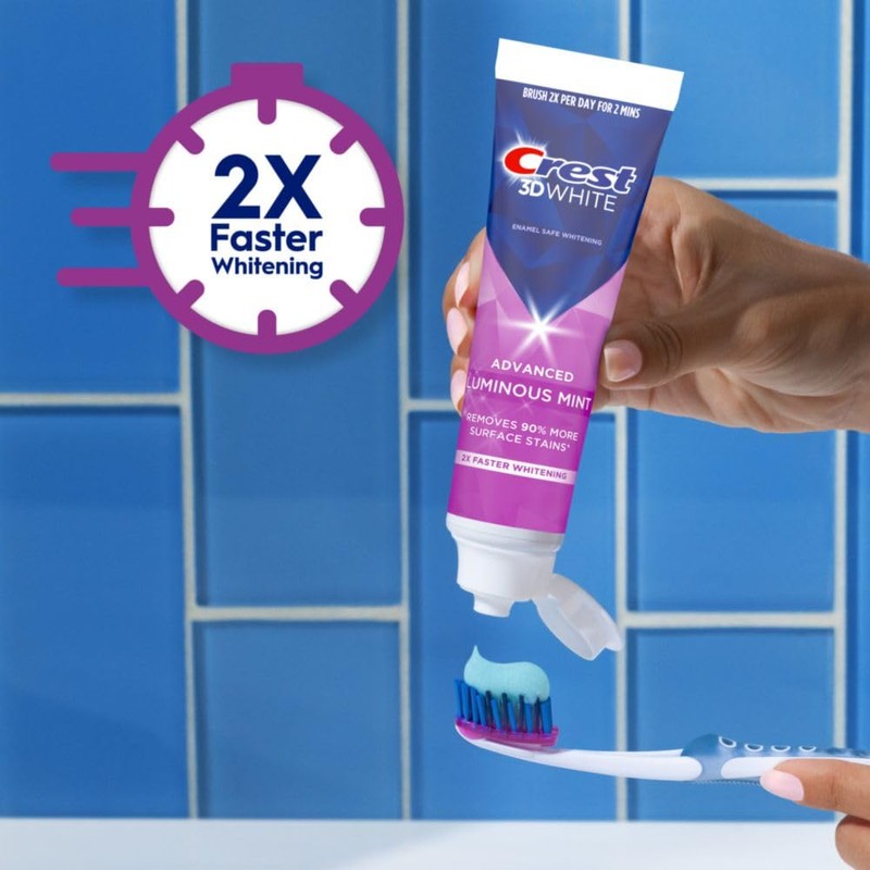 Crest 3D White Advanced Luminous Mint Teeth Whitening Toothpaste, Crest