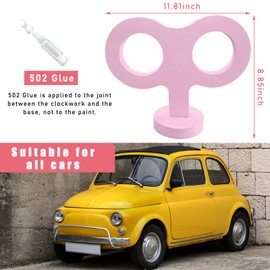 Dickno Car Wind Up Key Sticker, 3D Cute Clockwork Wind Up Key for Car Back and Roof Decoration, Creative Auto Body DIY Ornament, Universal Vehicle Exterior Decorative Accessories (Pink)