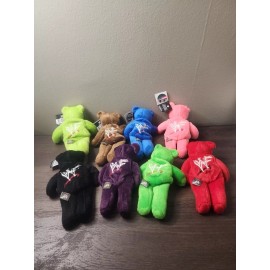 WWE WWF Attitude Bears Set Plush Mini Beanie Bear Figure Kane Undertaker Mankind