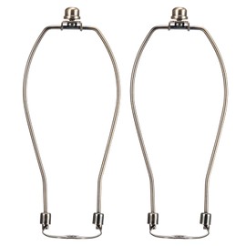 Lamp Harp 9 Inch, Saangseon Light Duty Antique Brass Lamp Shade Holder Replacement with Finial and Detachable 3/8 Saddle Base, Set of 2 DIY Lighting Accessories