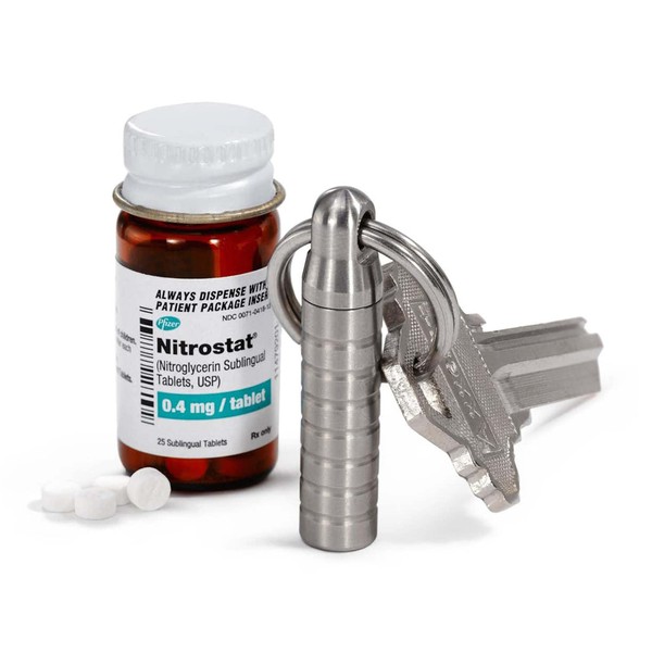 Extra-Small Nitro Keychain Pill Holder, Made in USA, Titanium Pill