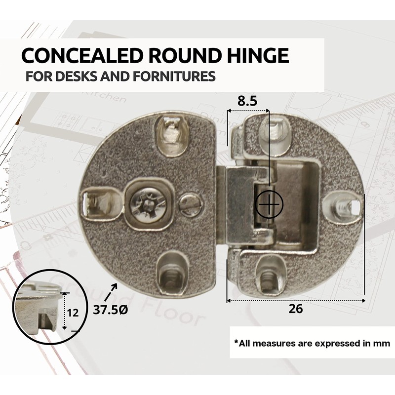 DOJA Barcelona Concealed Hinges Foldable 2 Hinges Cabinet Door Opening