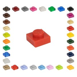 CMC imports 100 Mosaic Tile Building Blocks 1 x 1 Nubs Compatible 34 Different Colours Tiles Clamping Blocks (620 - Red)