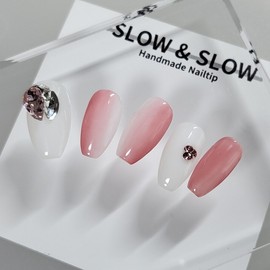 [Sl&Sl Nail Tip] Pink Beam Gradient Nail – Square / [슬앤슬네일팁] 핑크빔 그라데이션네일 - 스퀘어