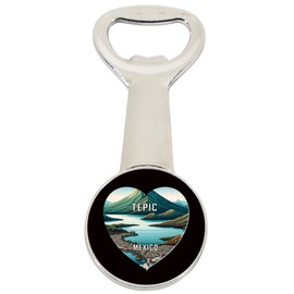 Tepic Mexico Travel Souvenir Destination Heart Shape Design Magnetic Bottle Opener Single
