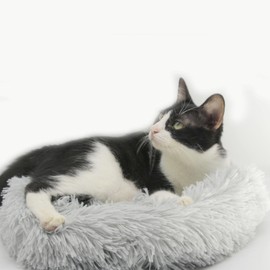 Drotayard Puppy Cat Donut Bed,deep sleep nest, pet nest Beds Fluffy Plush Puppy Kitten Cuddler Round Bed, Warm and Soft Pet Cosy with Non-Slip Bottom Marshmallow Nest Bed (Gray)