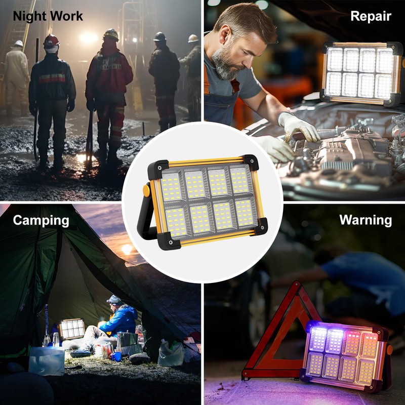 Led Baustrahler Akku Solar Arbeitsleuchte Tragbare, 4 Modi LED Strahler